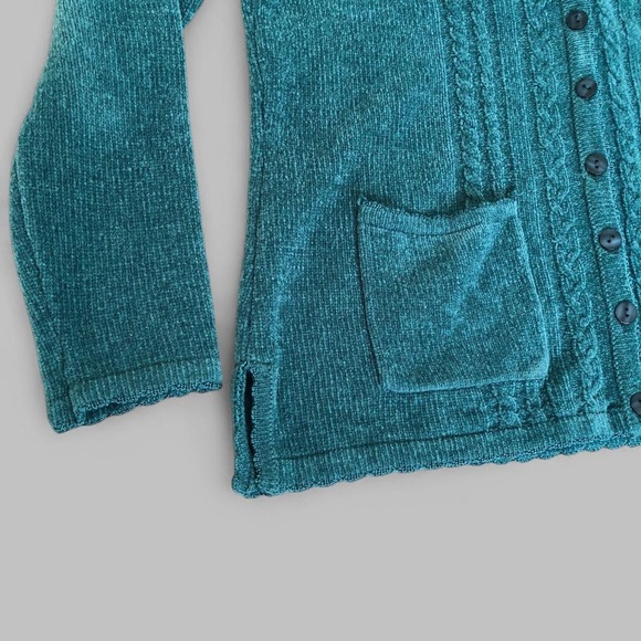 Teal Button-Up Cardigan Sweater - Picture 7 of 8